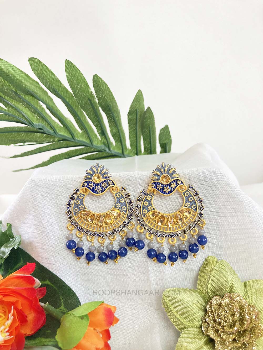 Navi Blue Sima Chandbali Earrigs