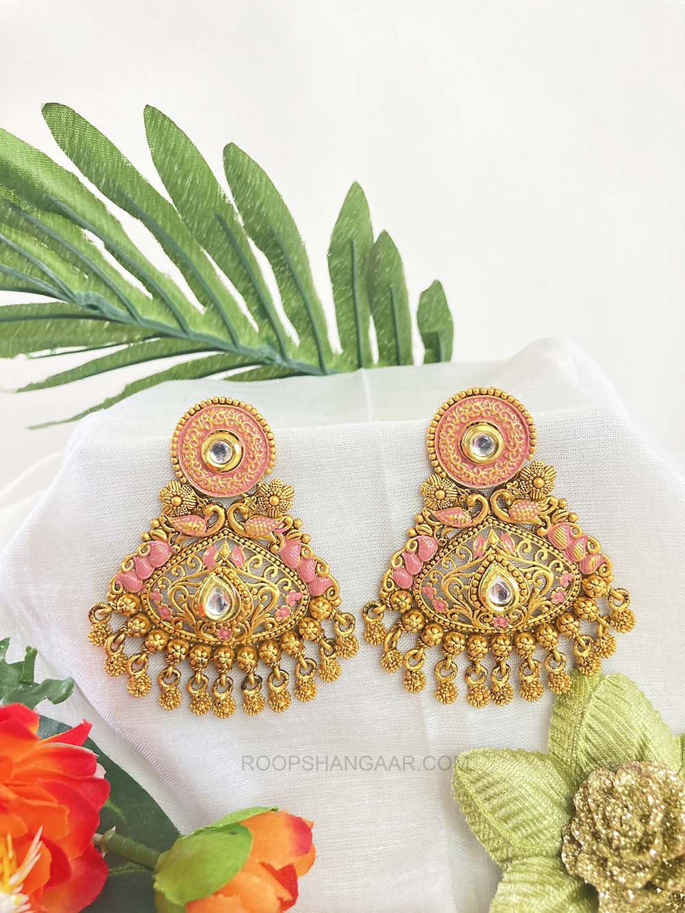 Pink Avneet Chandbali Earrigs