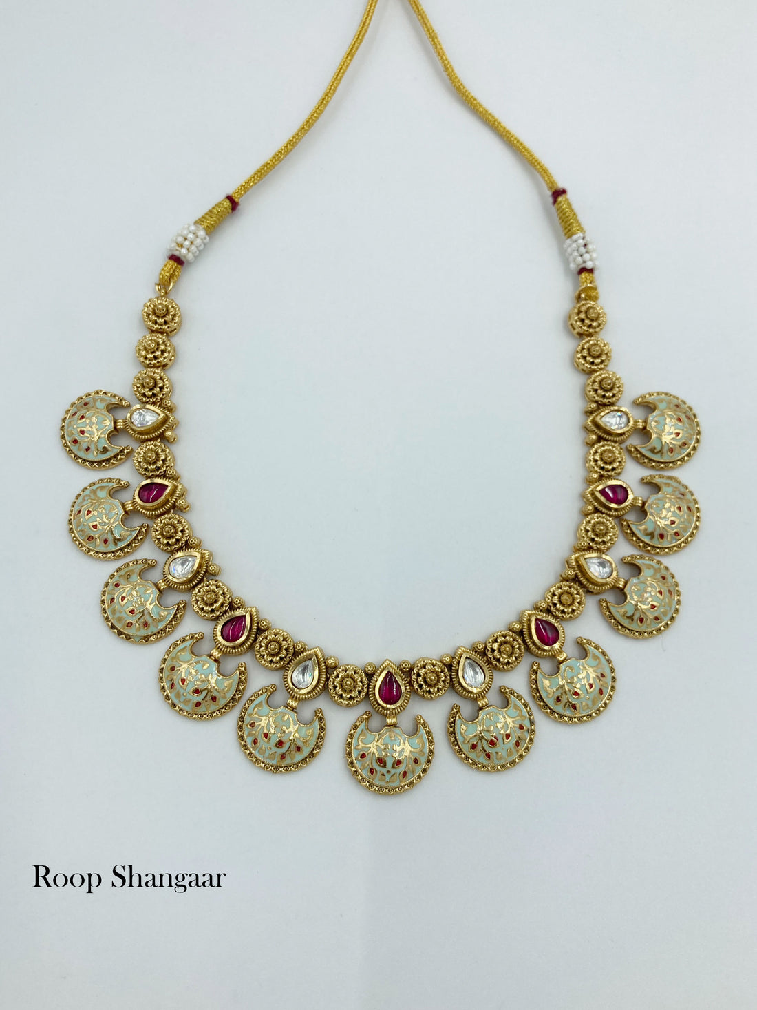 Ruby Mint Sayogita Temple Jewellery Set