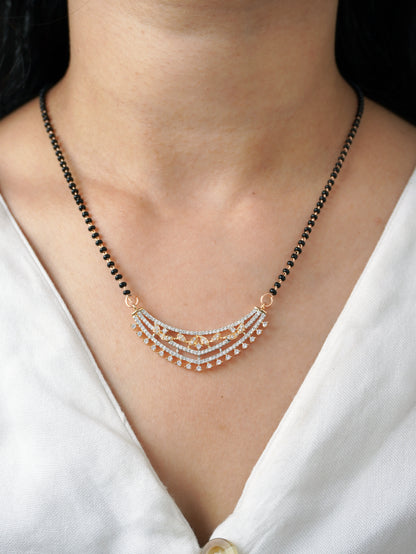 Aarvika Diamond Mangalsutra with Earrings – Rose Gold Plated
