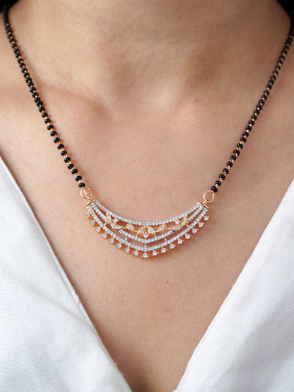 Aarvika Diamond Mangalsutra with Earrings – Rose Gold Plated