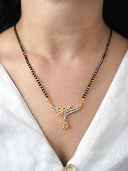 Anvisha Diamond Mangalsutra with Earrings – Gold Plated