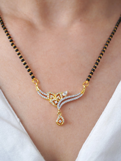 Anvisha Diamond Mangalsutra with Earrings – Gold Plated