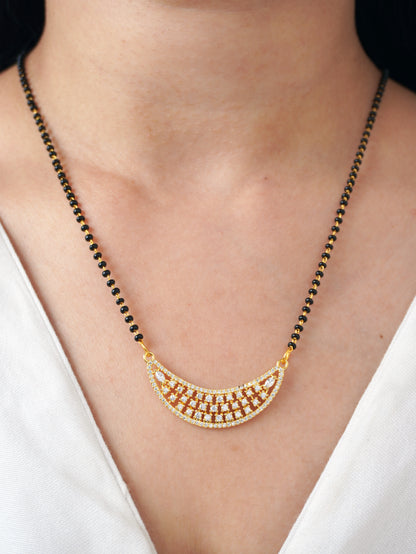 Arovia Diamond Mangalsutra with Earrings – Gold Plated