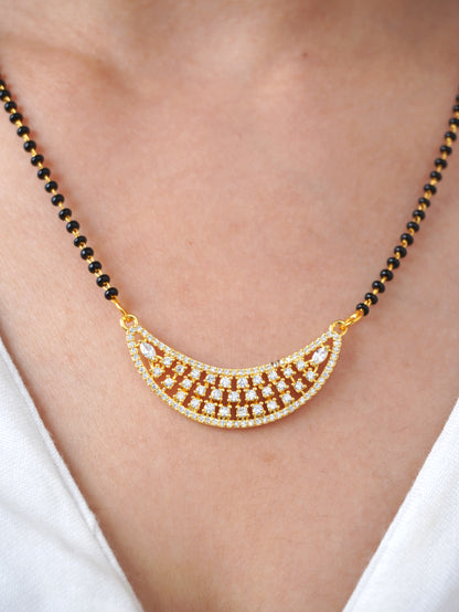 Arovia Diamond Mangalsutra with Earrings – Gold Plated