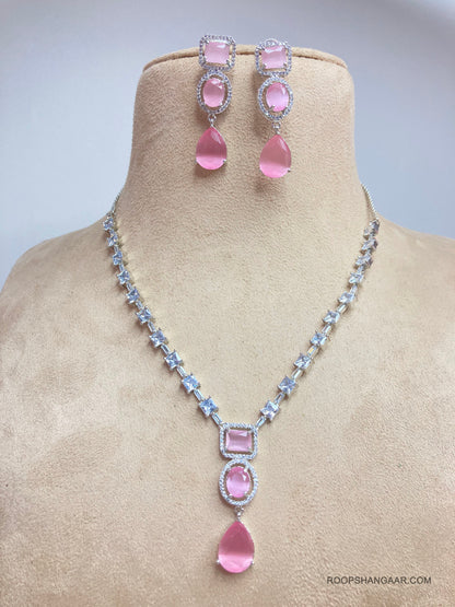 Pink Ava Zirconia Jewellery Set