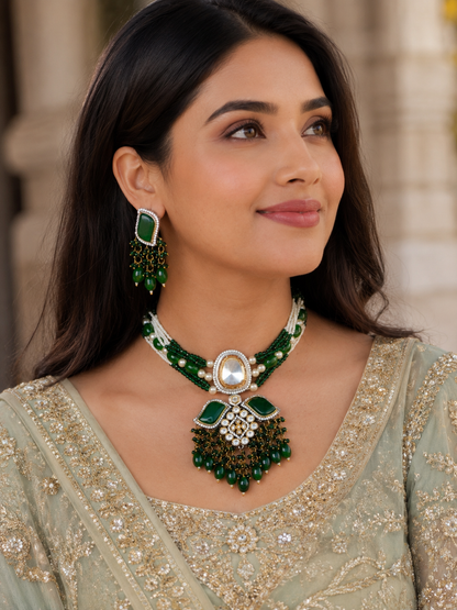 Emerald Promita Moissanite Jewellery Set