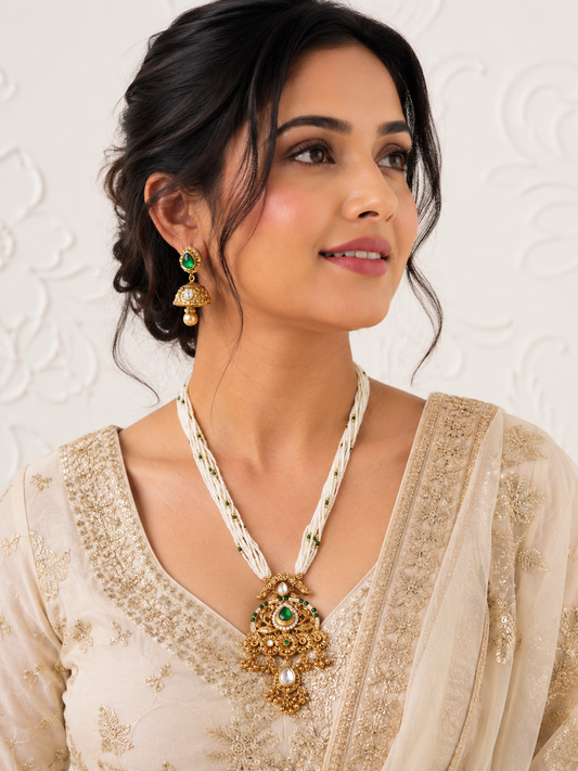 Rani Mint Lakshmi Temple Jewellery Set