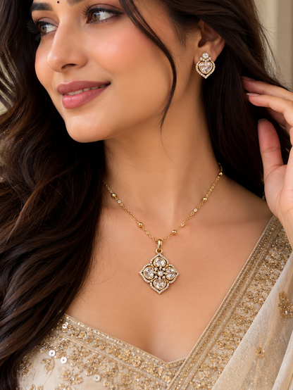 Mahira Moissanite Pendant Set with Mala
