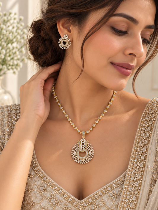 Tivyara 18K Gold Plated Pendant Set with Mala