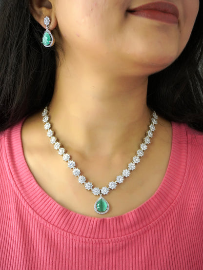 Mint Lily Zirconia Jewellery Set