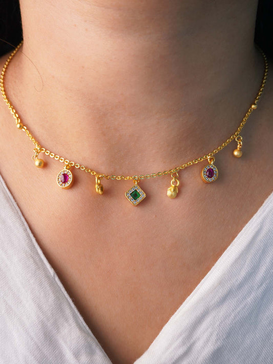 Aesthetic Anti-Tarnish Shruti Necklace - 18k Gold Plated for Women & Girls