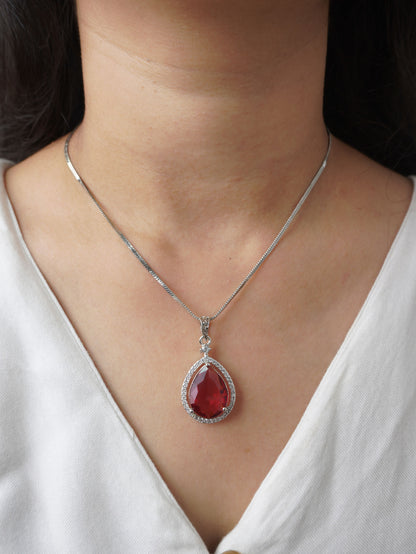 Red Rhea Pendent Set