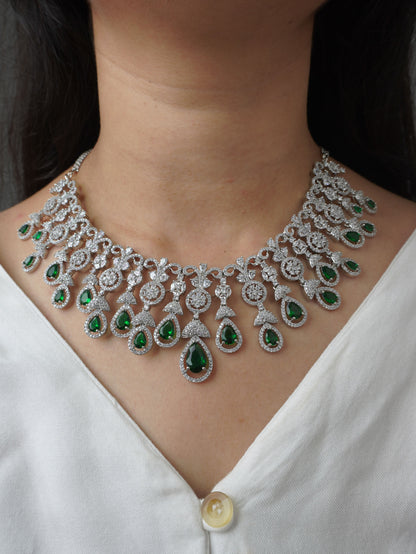 Emerald Green Jelvi Zirconia Statement Jewellery Set