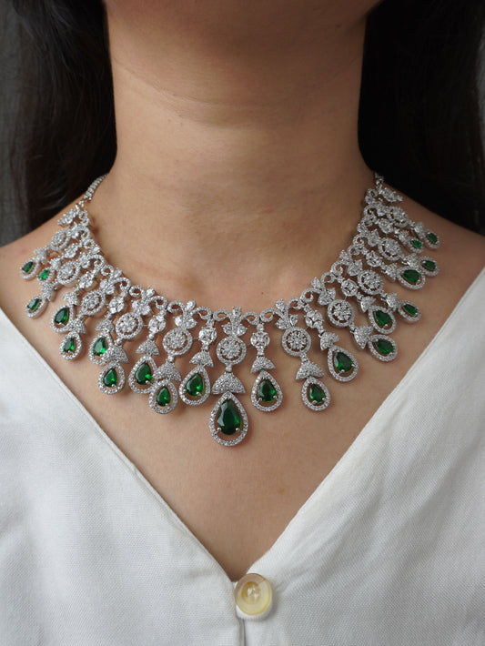 Emerald Green Jelvi Zirconia Statement Jewellery Set