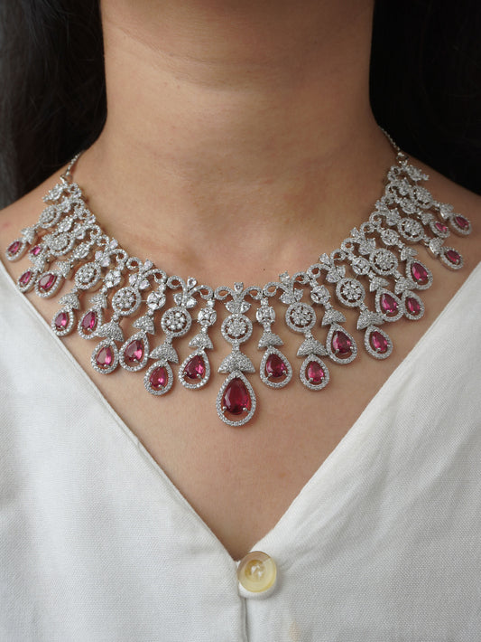 Ruby Jelvi Zirconia Statement Jewellery Set
