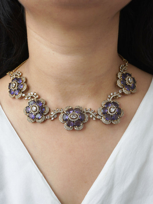 Purple Natalia Zirconia Jewellery Set