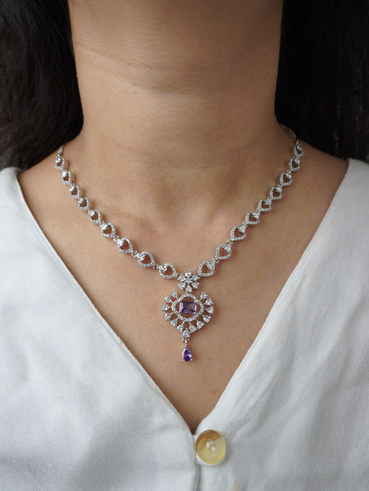 Purple Nicole Zirconia Jewellery Set