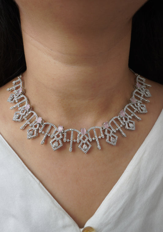 Pink Kena Zirconia Jewellery Set