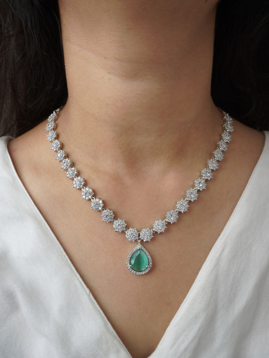 Mint Lily Zirconia Jewellery Set
