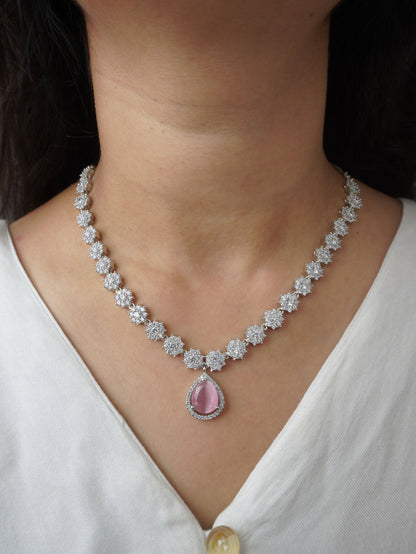 Pink Lily Zirconia Jewellery Set