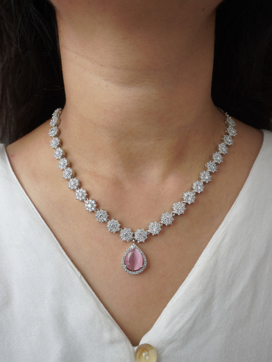 Pink Lily Zirconia Jewellery Set