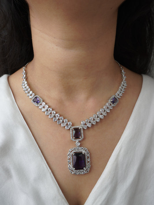 Purple Greta Zirconia Jewellery Set