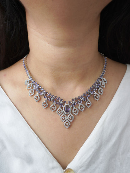 Purple Rebecca Zirconia Jewellery Set