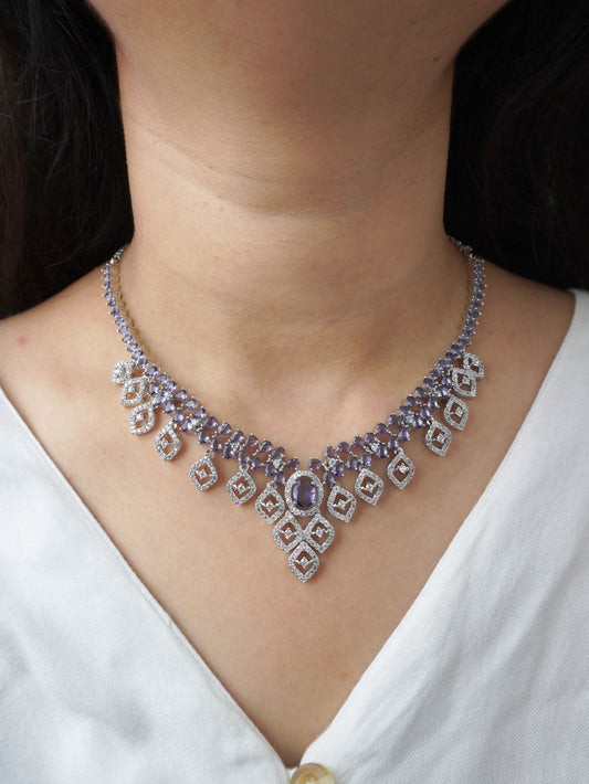 Purple Rebecca Zirconia Jewellery Set