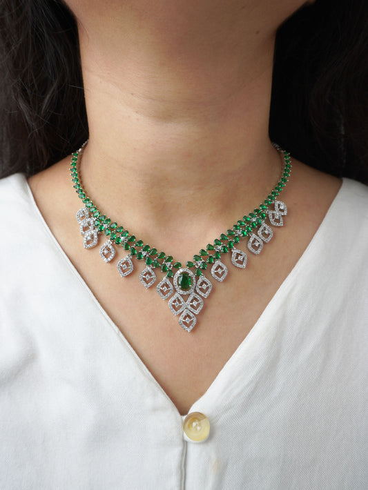 Emerald Green Rebecca Zirconia Jewellery Set