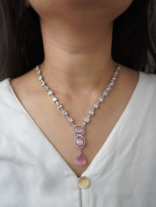 Pink Ava Zirconia Jewellery Set