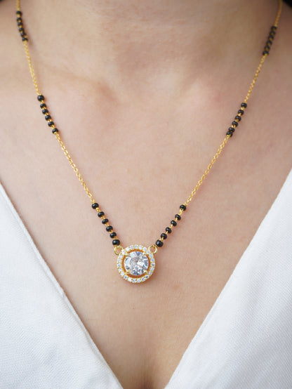 Lightweight Single Diamond Gold Plated Jhanvi Mangalsutra