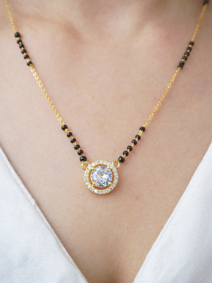 Lightweight Single Diamond Gold Plated Jhanvi Mangalsutra