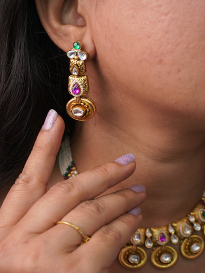 Multicolor Vidya Temple Jewellery Set