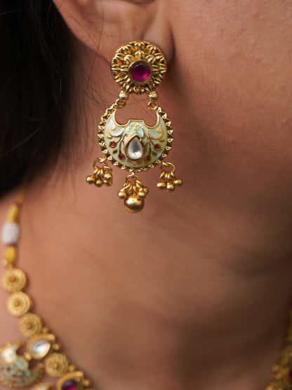 Ruby Mint Sayogita Temple Jewellery Set