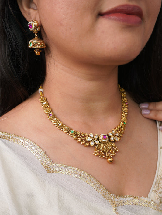 Multicolor Amritha Temple Jewellery Set