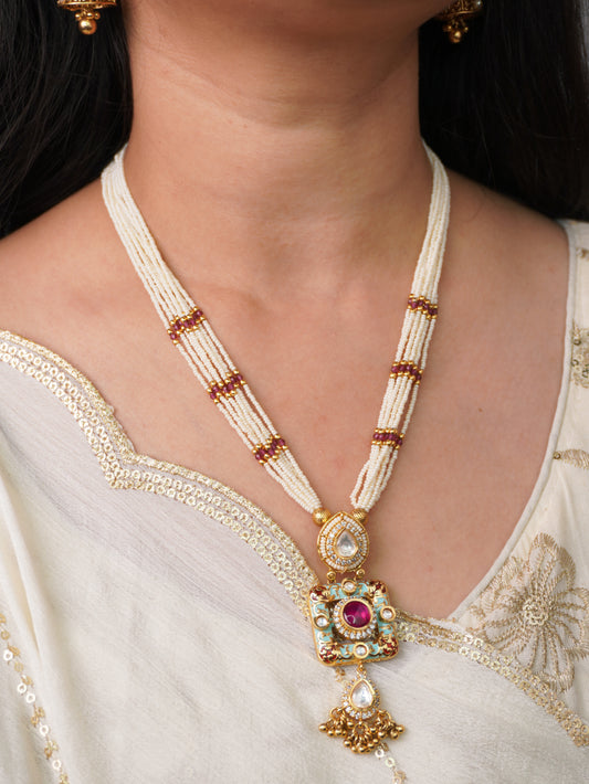Rani Mint Lakshmi Temple Jewellery Set