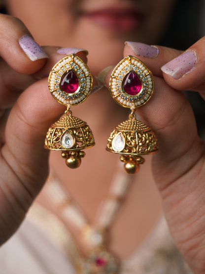 Rani Mint Lakshmi Temple Jewellery Set