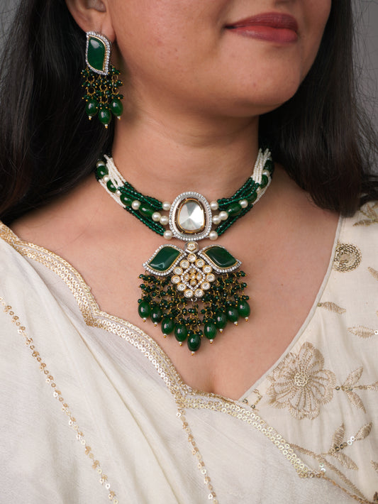 Emerald Promita Moissanite Jewellery Set