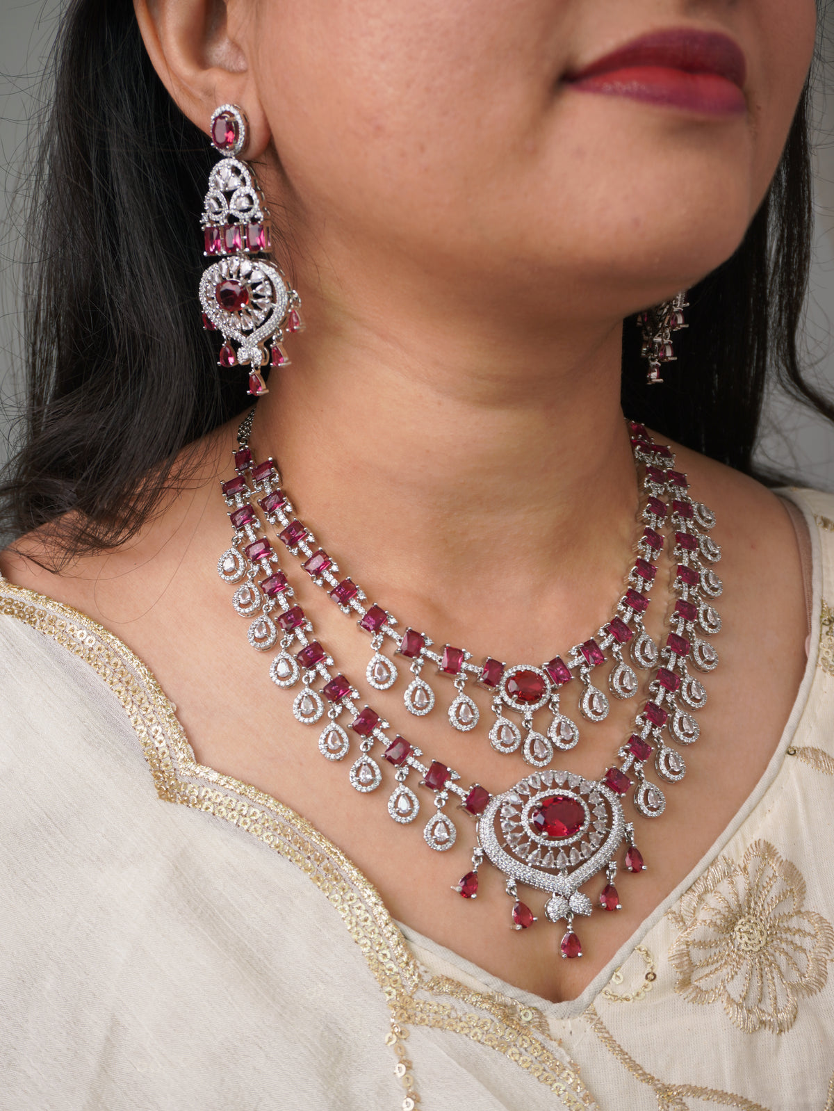 Ruby Fiona Zirconia Jewellery Set – Jelvi