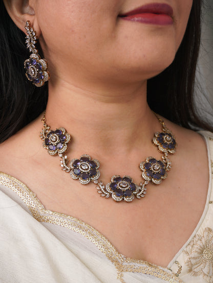 Purple Natalia Zirconia Jewellery Set