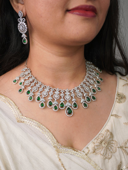 Emerald Green Jelvi Zirconia Statement Jewellery Set