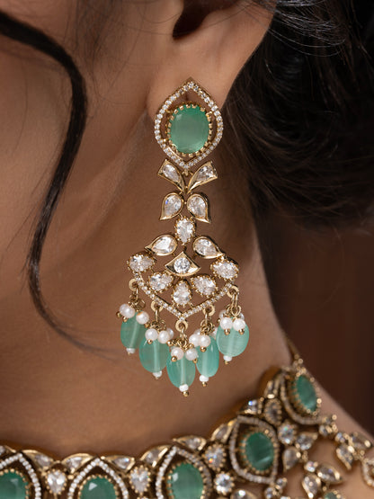 Aftaabi Moissanite Polki Pearl Royal Necklace Set