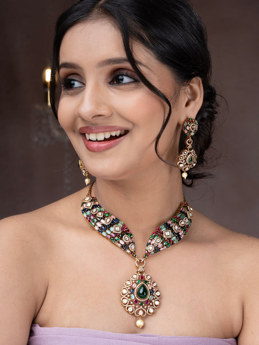 Ziaara Moissanite CZ Necklace Set