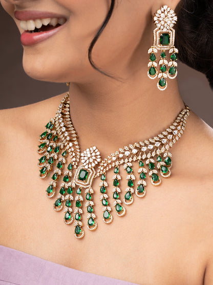 Noor-e-Taj CZ Diamond Necklace Set