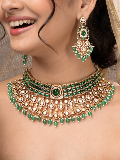Rajsi Virasat Moissanite Choker Necklace Set