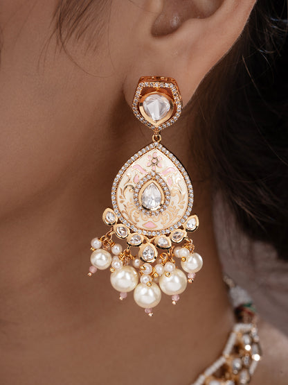 Kalaash Polki Pink Minakari Jewellery Set