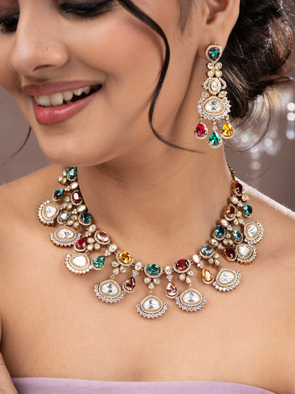 Gulnaar Multicolor Polki Jewellery Set
