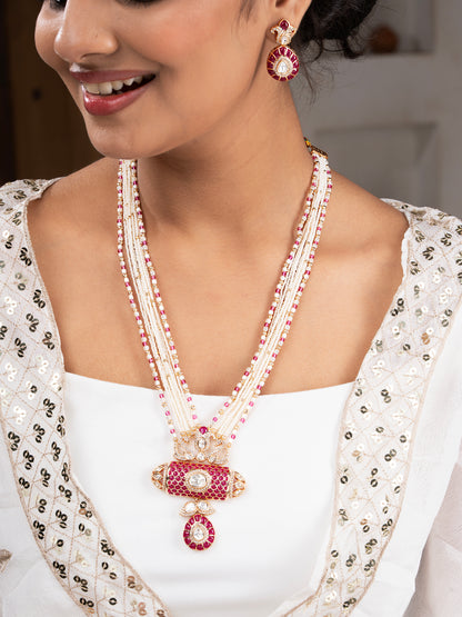 Shehnai Ruby Long Necklace Set