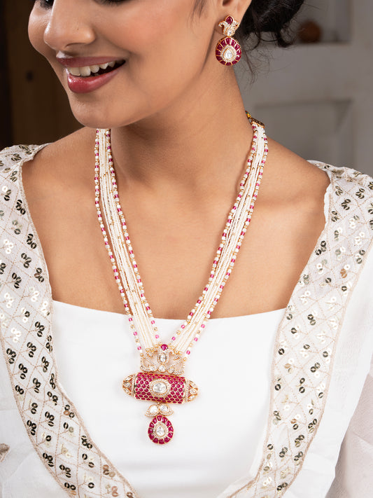 Shehnai Ruby Long Necklace Set